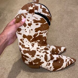 Dingo cow print cowboy boots